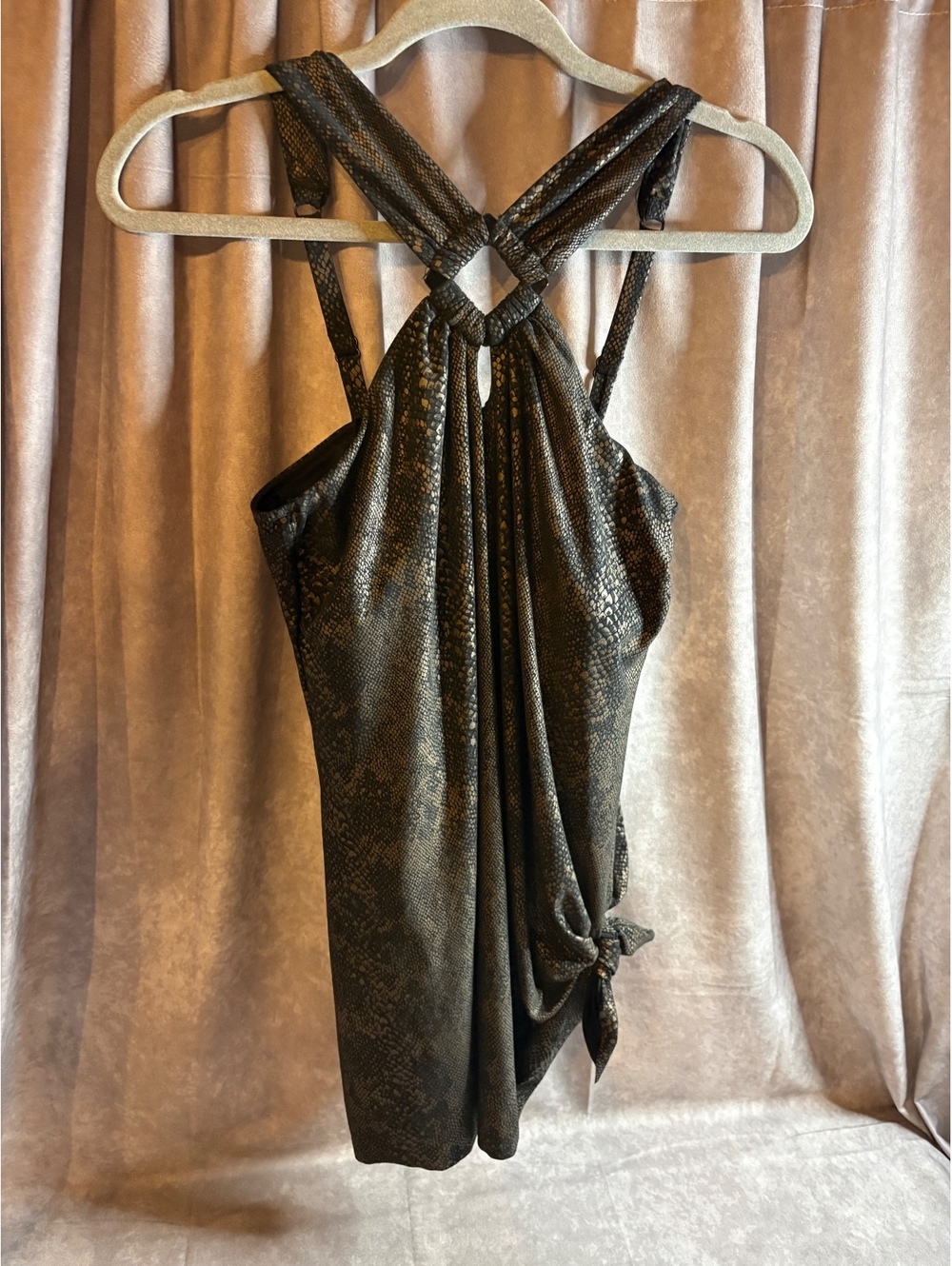 Magicsuit Xantu Beverly High Neck Swim Dress Size 12 Bronze Tummy Control